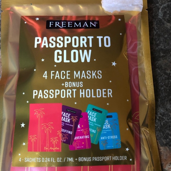 5piece Freeman beauty glow sheet masks kit with applicator & passport holder new - Picture 2 of 15